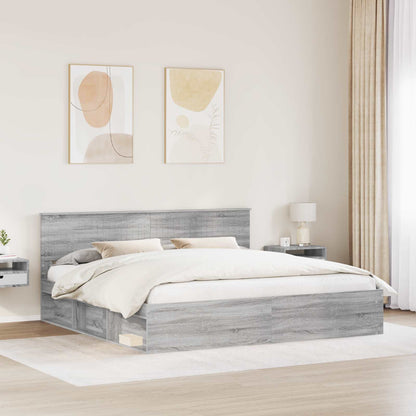 vidaXL Bed Frame Grey Sonoma 200 x 200 cm Solid Pine Wood