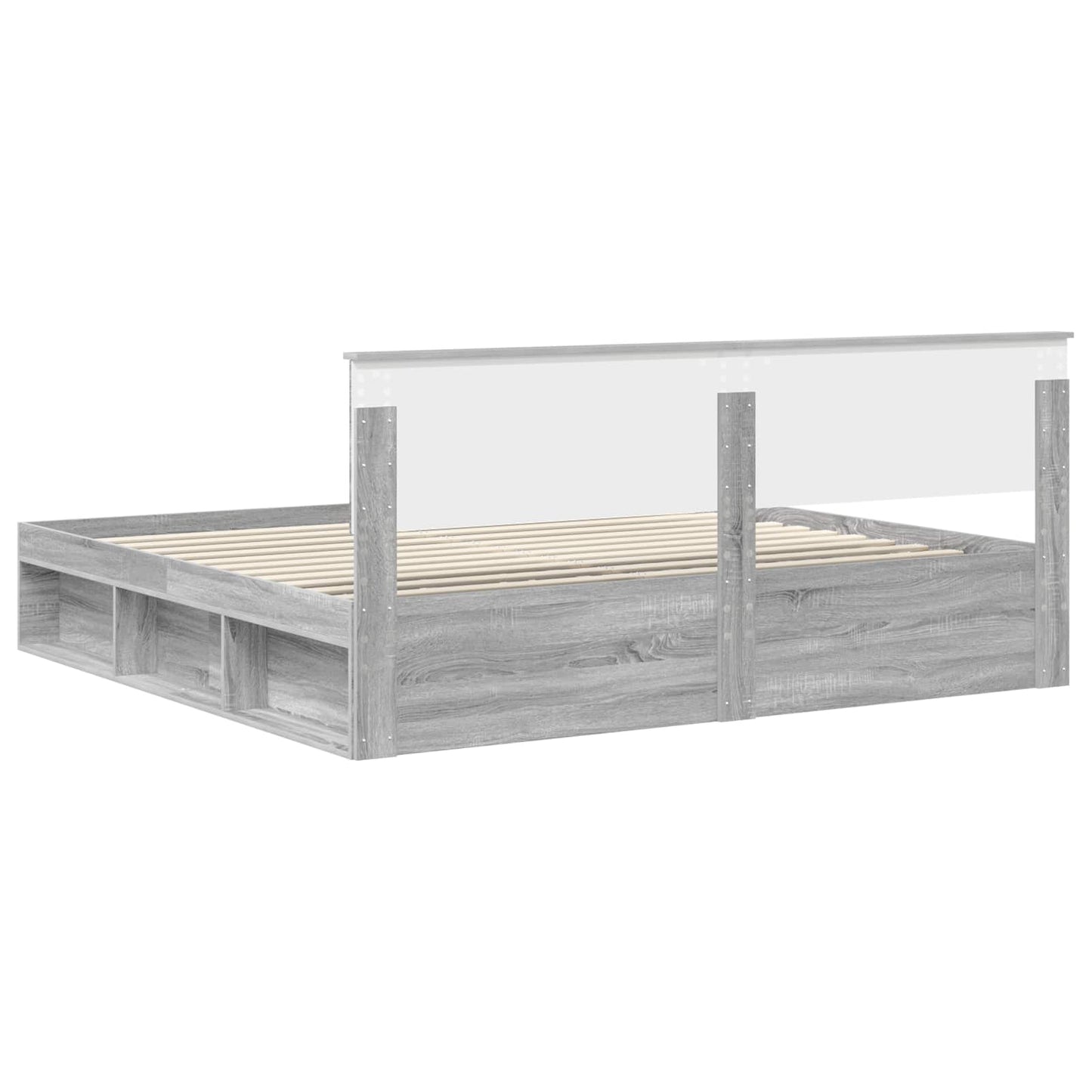 vidaXL Bed Frame Grey Sonoma 200 x 200 cm Solid Pine Wood