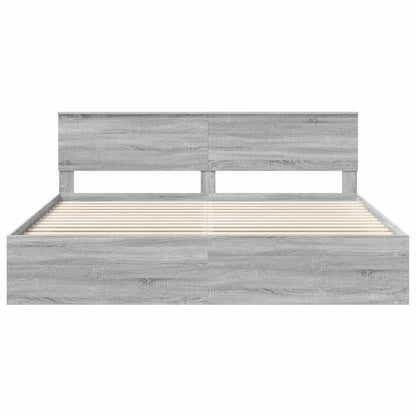 vidaXL Bed Frame Grey Sonoma 200 x 200 cm Solid Pine Wood