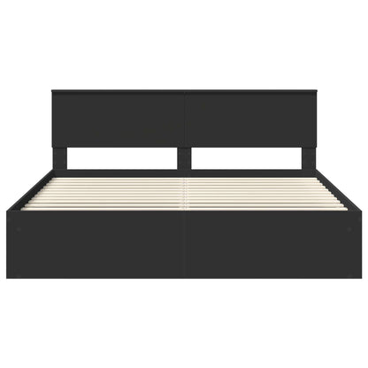vidaXL Bed Frame with Headboard Black 180 x 200 cm Solid Pine Wood