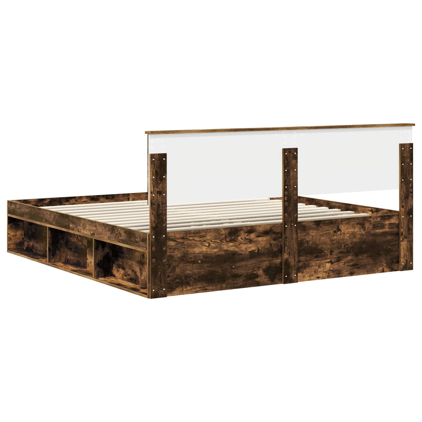 vidaXL Bed Frame Smoked Oak 180 x 200 cm Solid Pine Wood