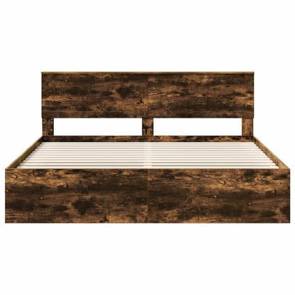 vidaXL Bed Frame Smoked Oak 180 x 200 cm Solid Pine Wood