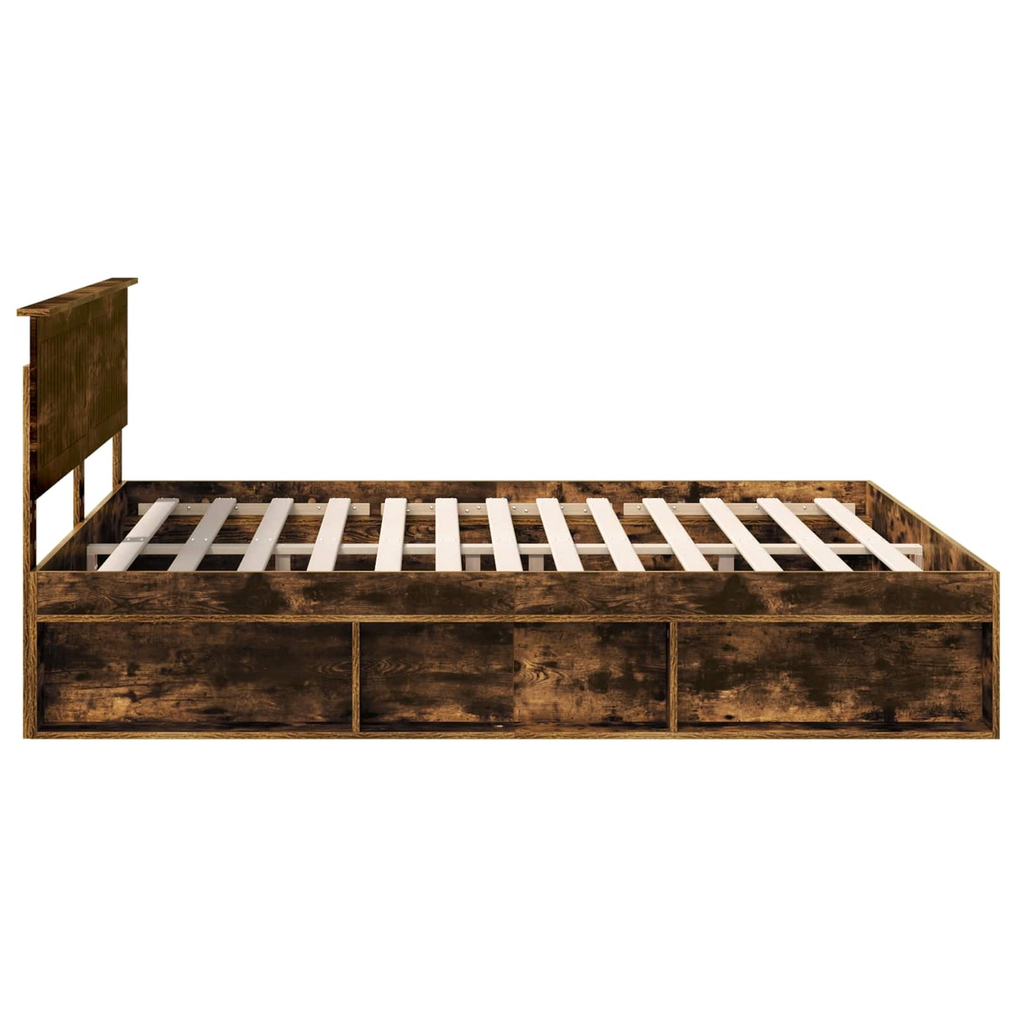 vidaXL Bed Frame Smoked Oak 180 x 200 cm Solid Pine Wood