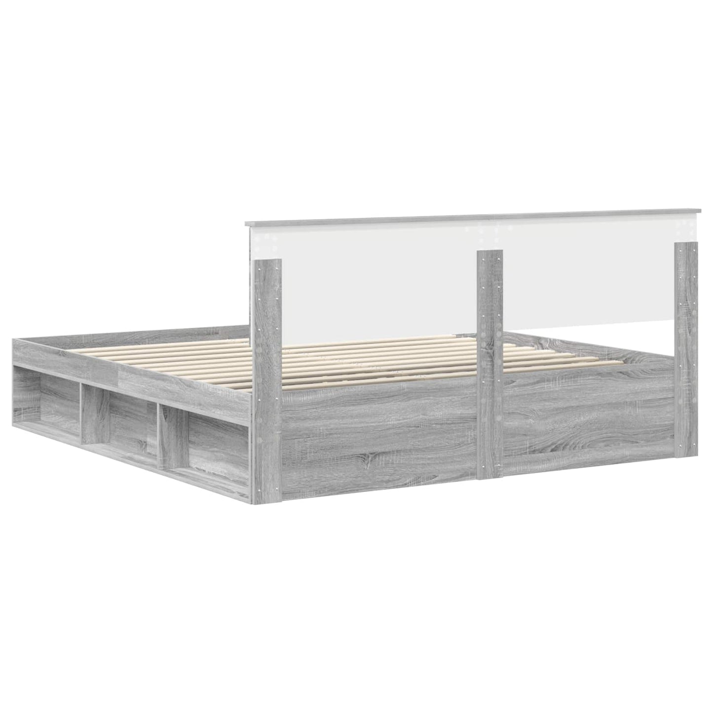vidaXL Bed Frame Grey Sonoma 180 x 200 cm Solid Pine Wood