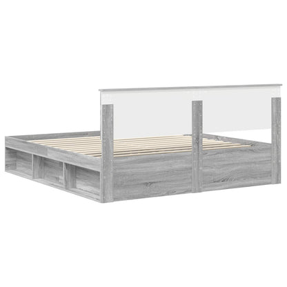 vidaXL Bed Frame Grey Sonoma 180 x 200 cm Solid Pine Wood