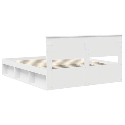 vidaXL Bed Frame with Headboard White 160 x 200 cm Solid Pine Wood