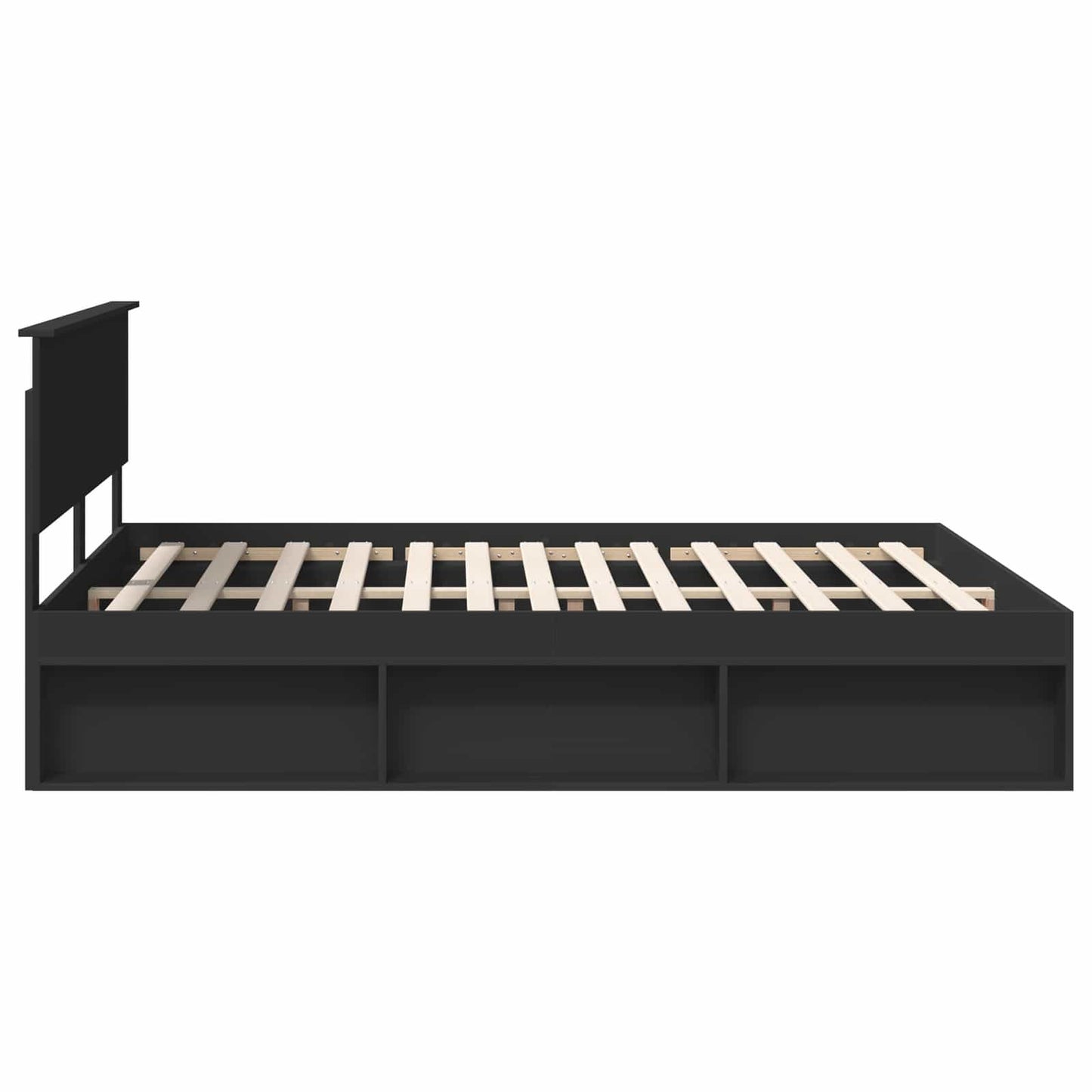 vidaXL Bed Frame with Headboard Black 160 x 200 cm Solid Pine Wood