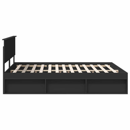 vidaXL Bed Frame with Headboard Black 160 x 200 cm Solid Pine Wood