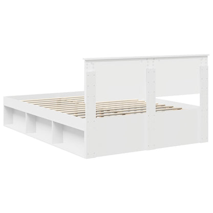 vidaXL Bed Frame with Headboard White 140 x 200 cm Solid Pine Wood