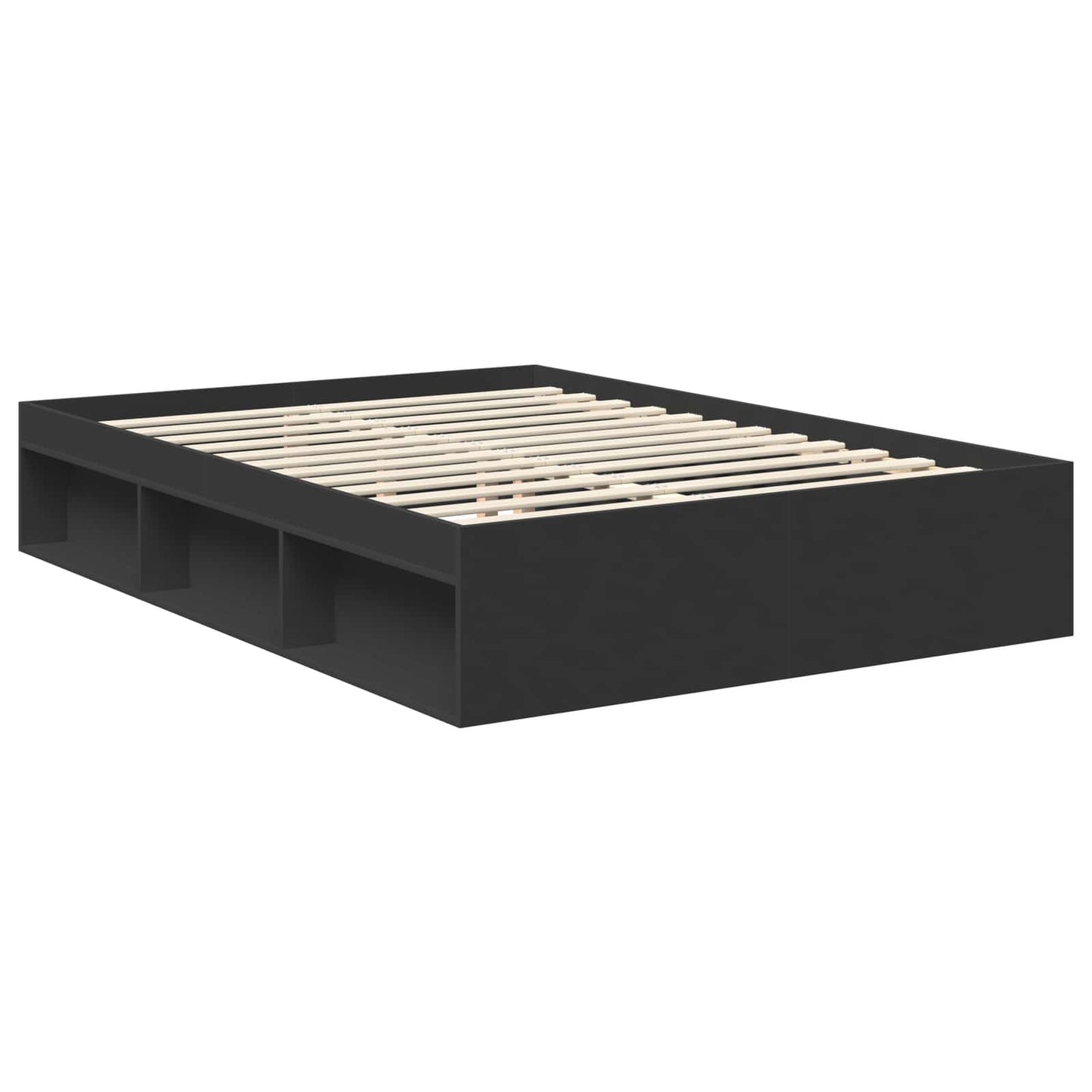 vidaXL Bed Frame with Headboard Black 140 x 200 cm Solid Pine Wood