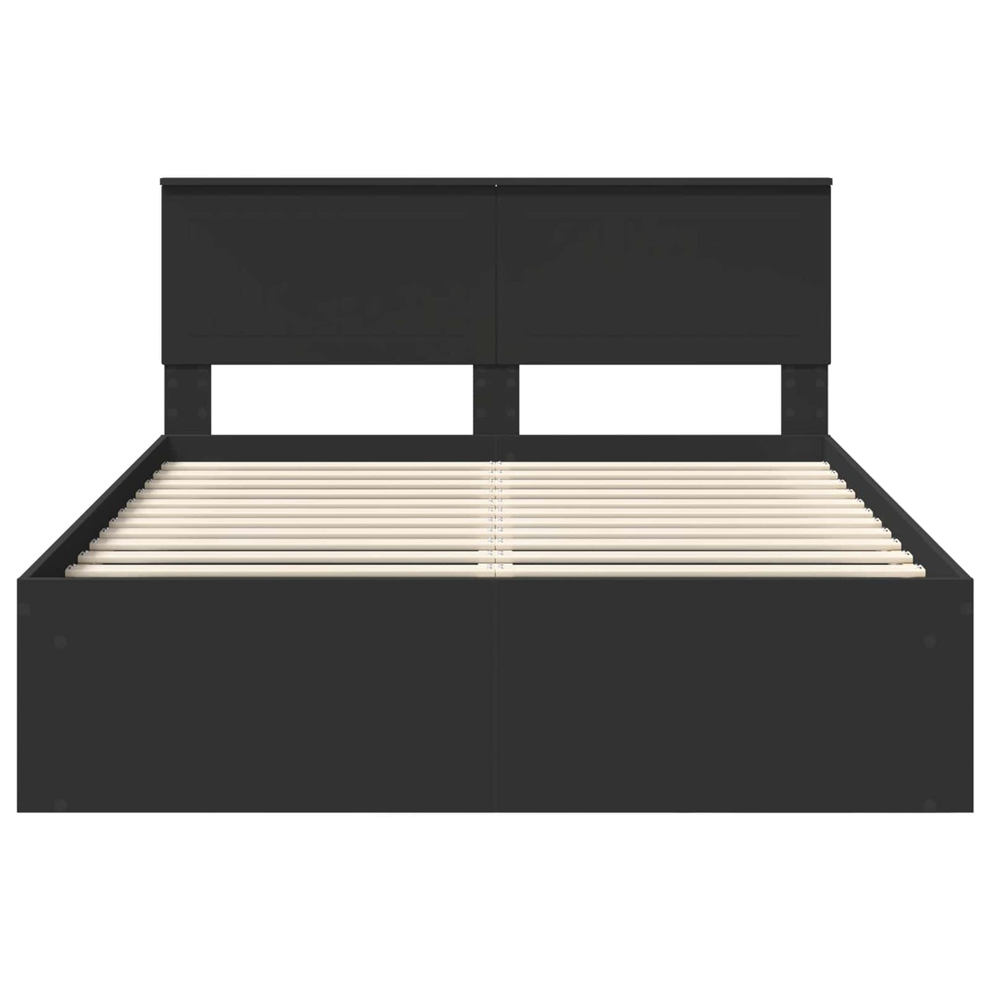 vidaXL Bed Frame with Headboard Black 140 x 200 cm Solid Pine Wood