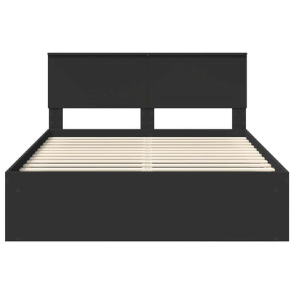 vidaXL Bed Frame with Headboard Black 140 x 200 cm Solid Pine Wood