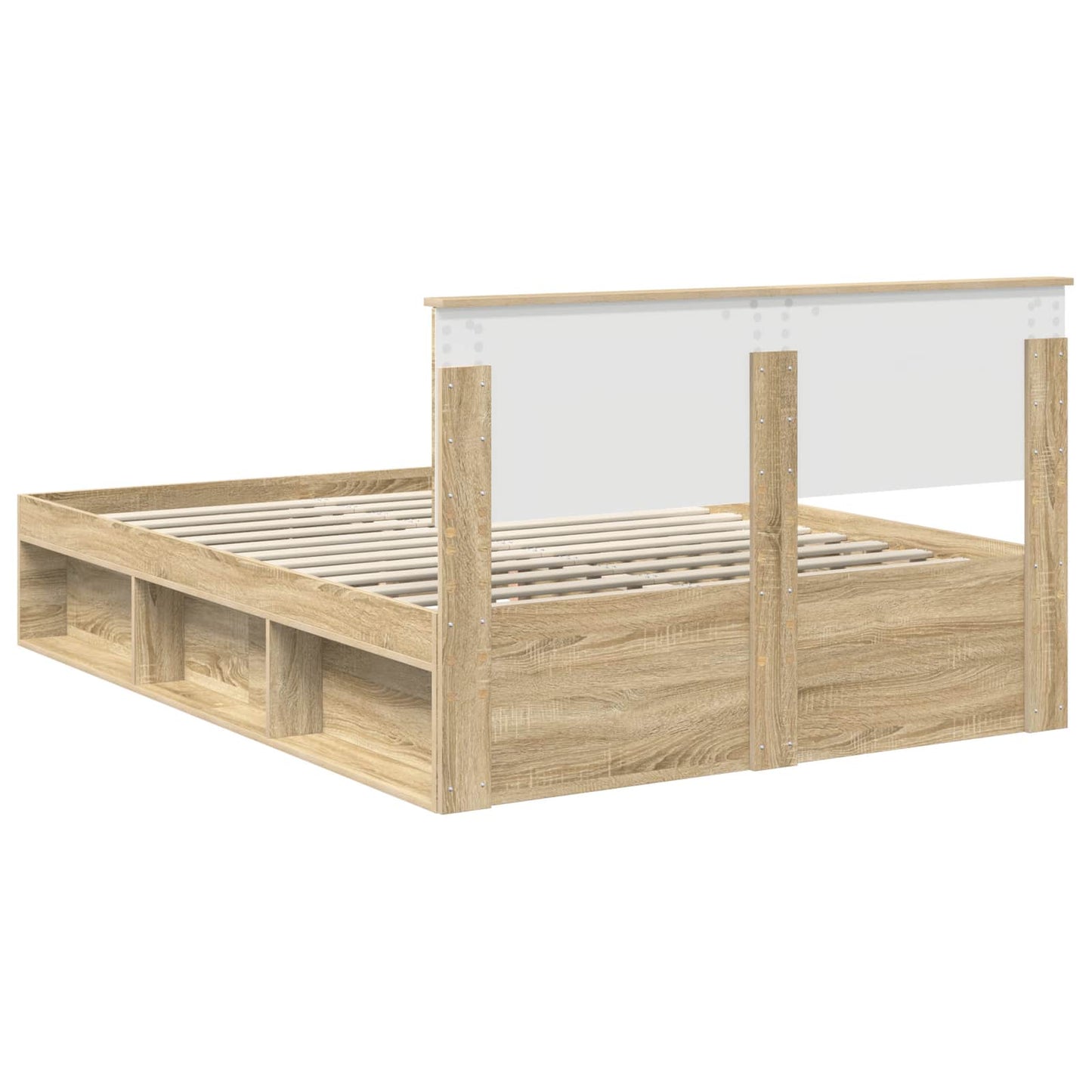 vidaXL Bed Frame with Headboard Sonoma 140 x 200 cm Solid Pine Wood
