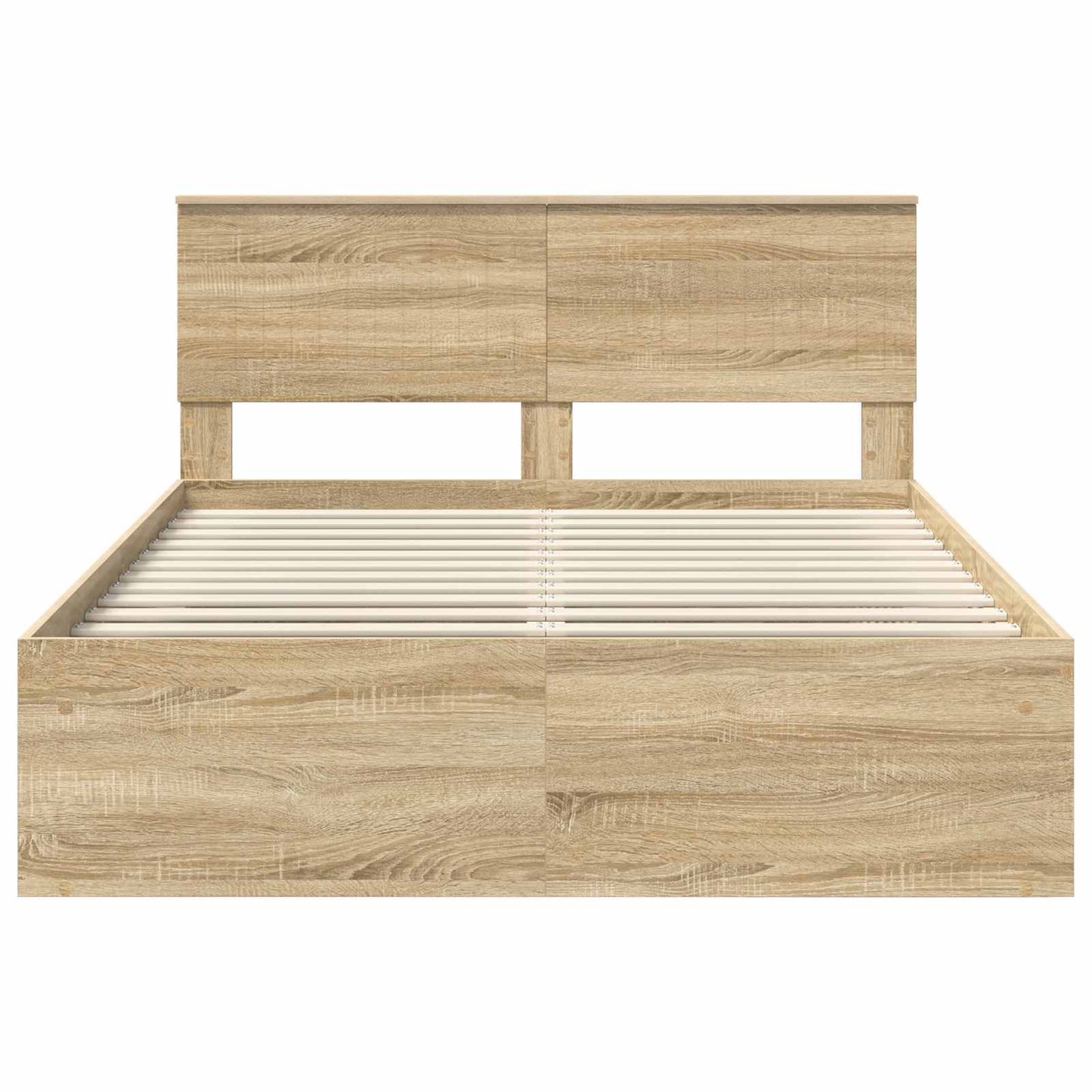 vidaXL Bed Frame with Headboard Sonoma 140 x 200 cm Solid Pine Wood