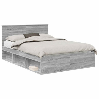 vidaXL Bed Frame Grey Sonoma 140 x 200 cm Solid Pine Wood