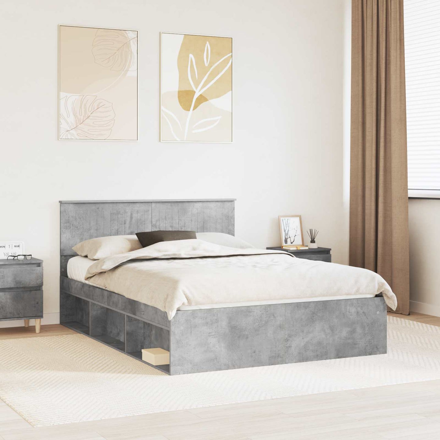 vidaXL Bed Frame with Headboard Concerte 140 x 190 cm Solid Pine Wood