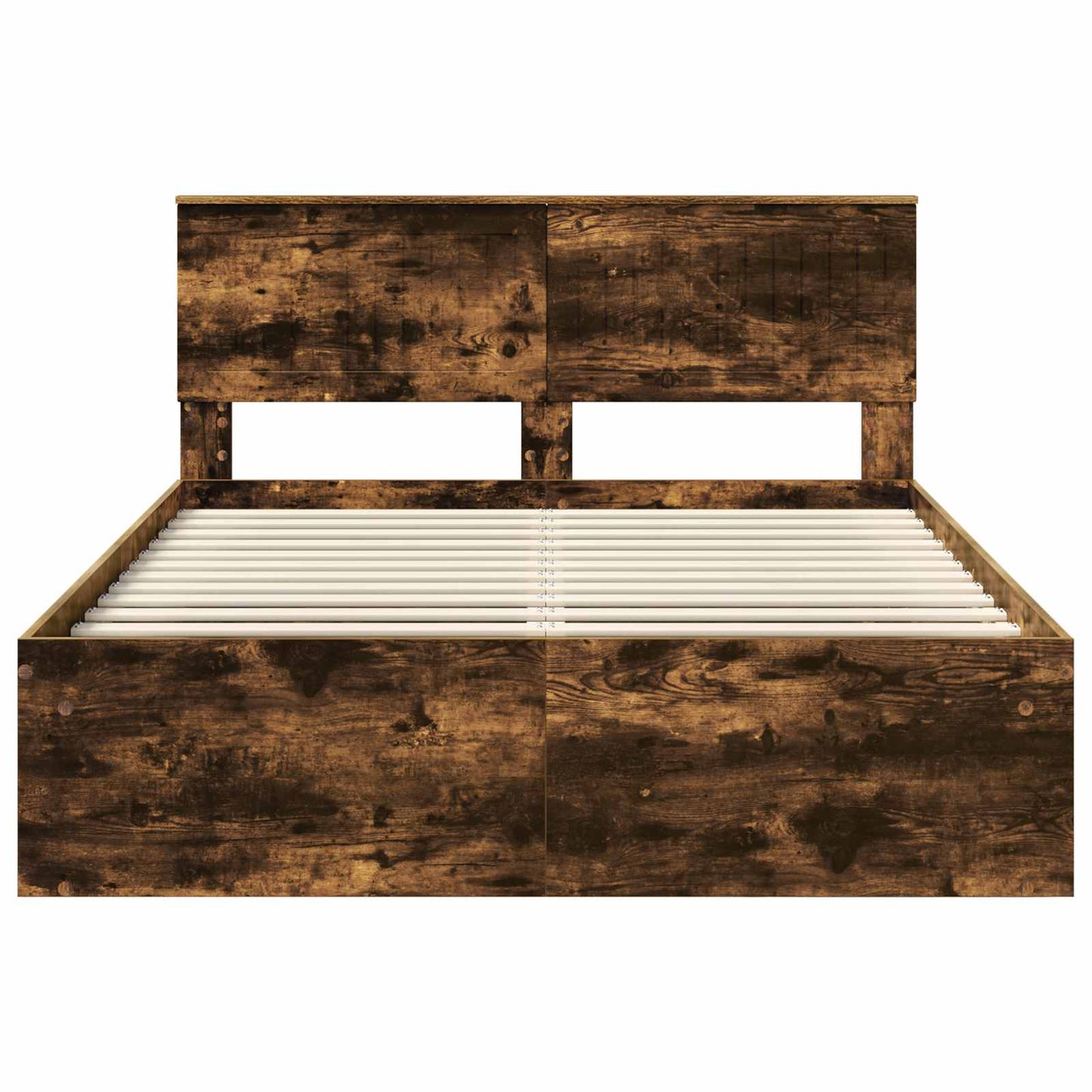 vidaXL Bed Frame Smoked Oak 140 x 190 cm Solid Pine Wood