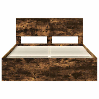 vidaXL Bed Frame Smoked Oak 140 x 190 cm Solid Pine Wood