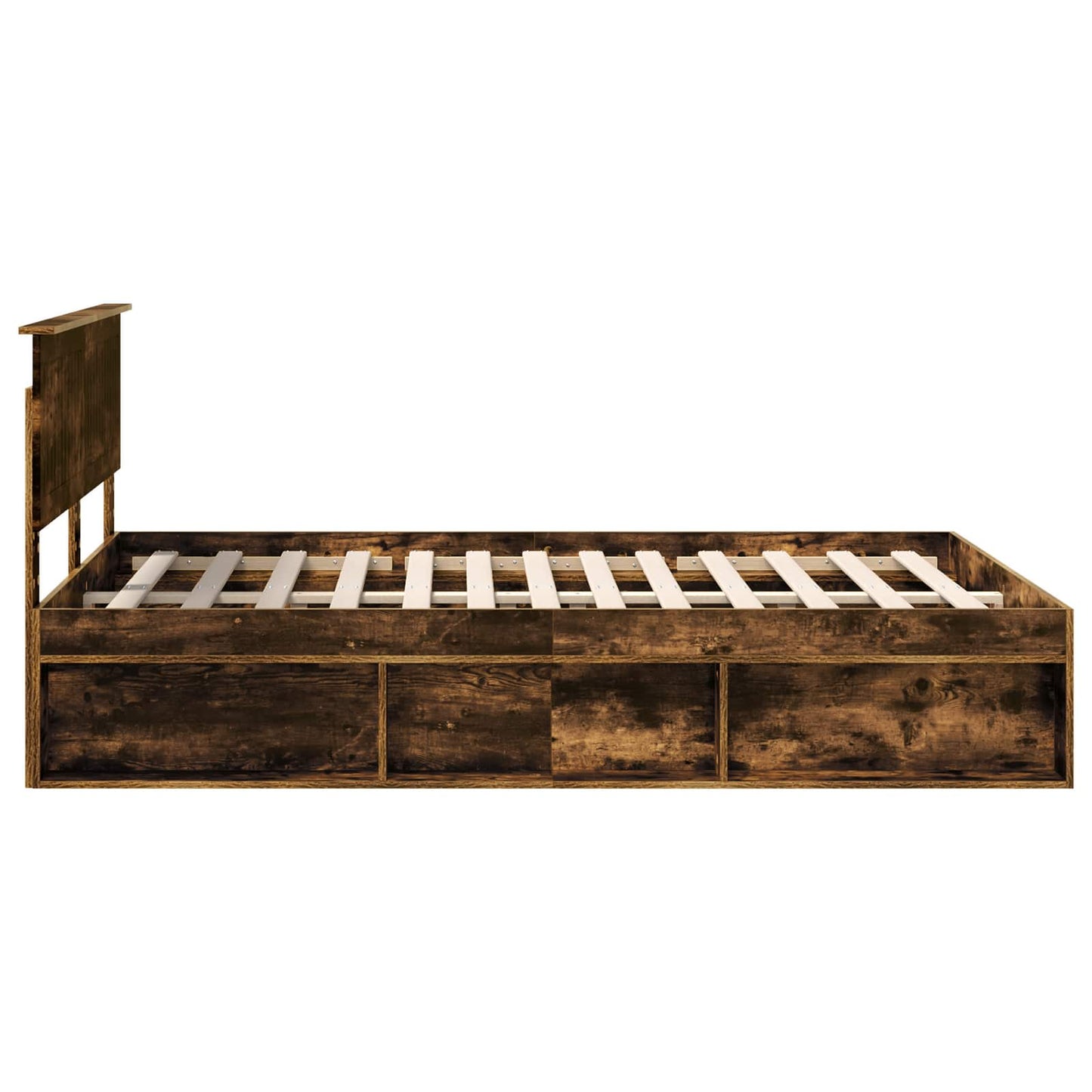vidaXL Bed Frame Smoked Oak 140 x 190 cm Solid Pine Wood