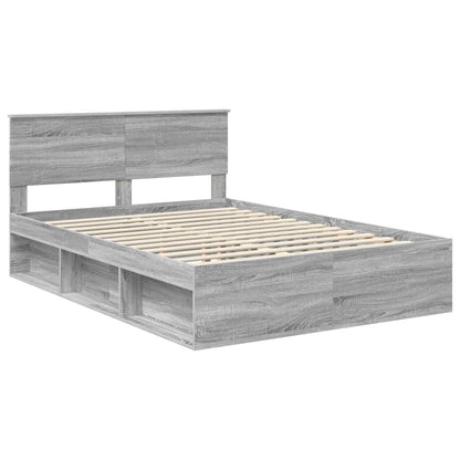 vidaXL Bed Frame Grey Sonoma 140 x 190 cm Solid Pine Wood
