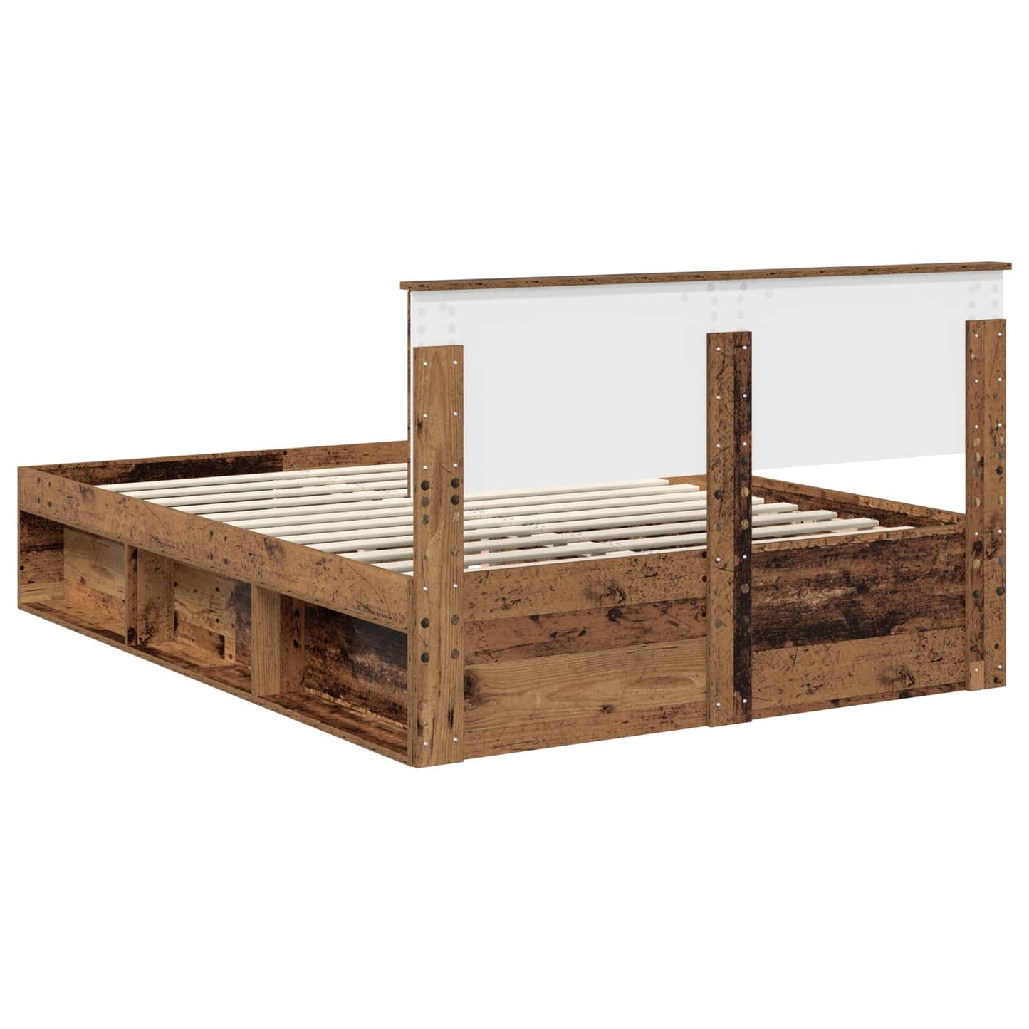 vidaXL Bed Frame with Headboard Old Wood 140 x 190 cm Solid Pine Wood