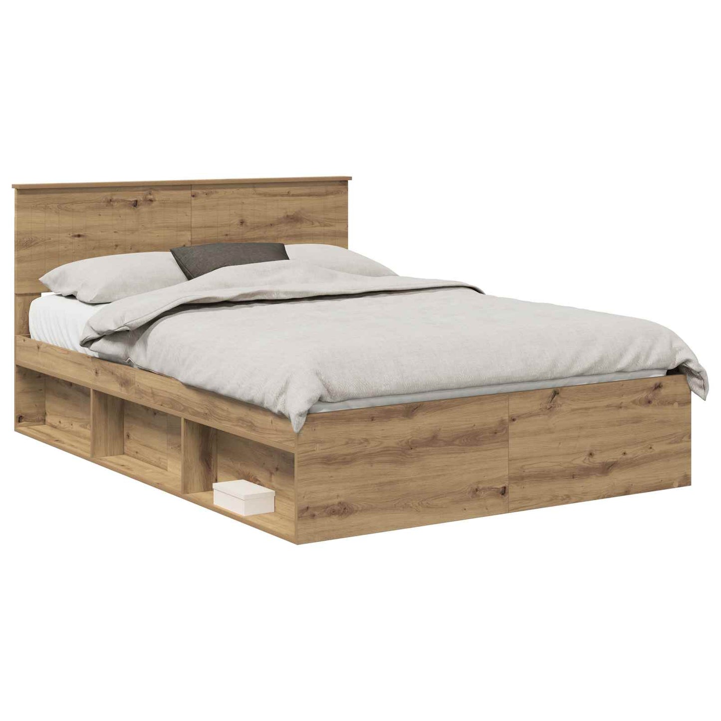 vidaXL Bed Frame Artisian Oak 140 x 190 cm Solid Pine Wood
