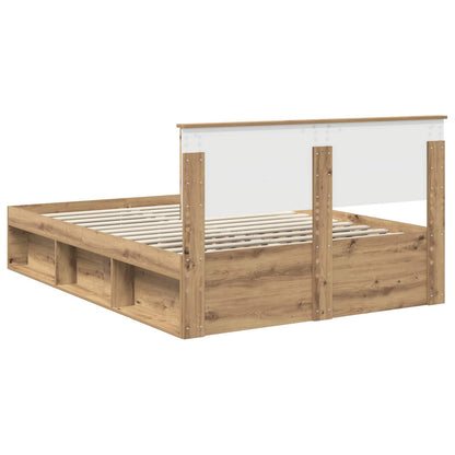 vidaXL Bed Frame Artisian Oak 140 x 190 cm Solid Pine Wood