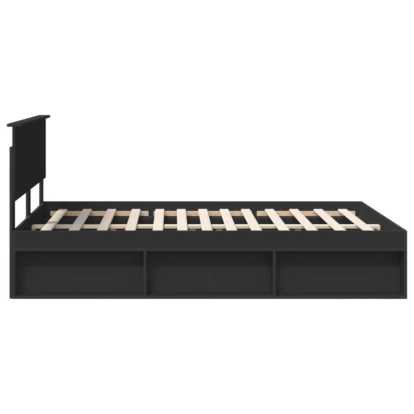 vidaXL Bed Frame with Headboard Black 135 x 190 cm Solid Pine Wood