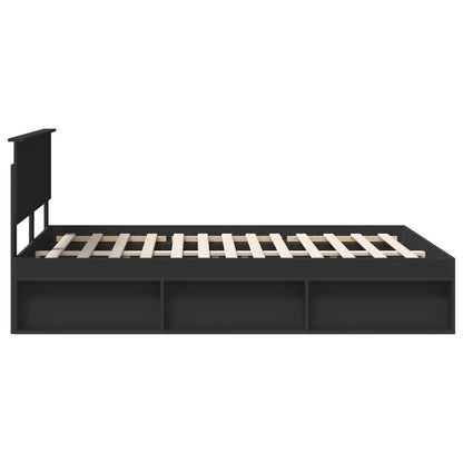 vidaXL Bed Frame with Headboard Black 135 x 190 cm Solid Pine Wood