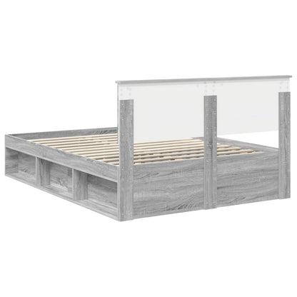 vidaXL Bed Frame Grey Sonoma 135 x 190 cm Solid Pine Wood