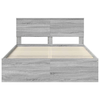 vidaXL Bed Frame Grey Sonoma 135 x 190 cm Solid Pine Wood