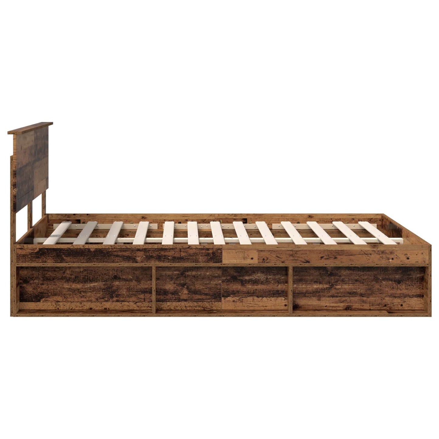 vidaXL Bed Frame with Headboard Old Wood 135 x 190 cm Solid Pine Wood