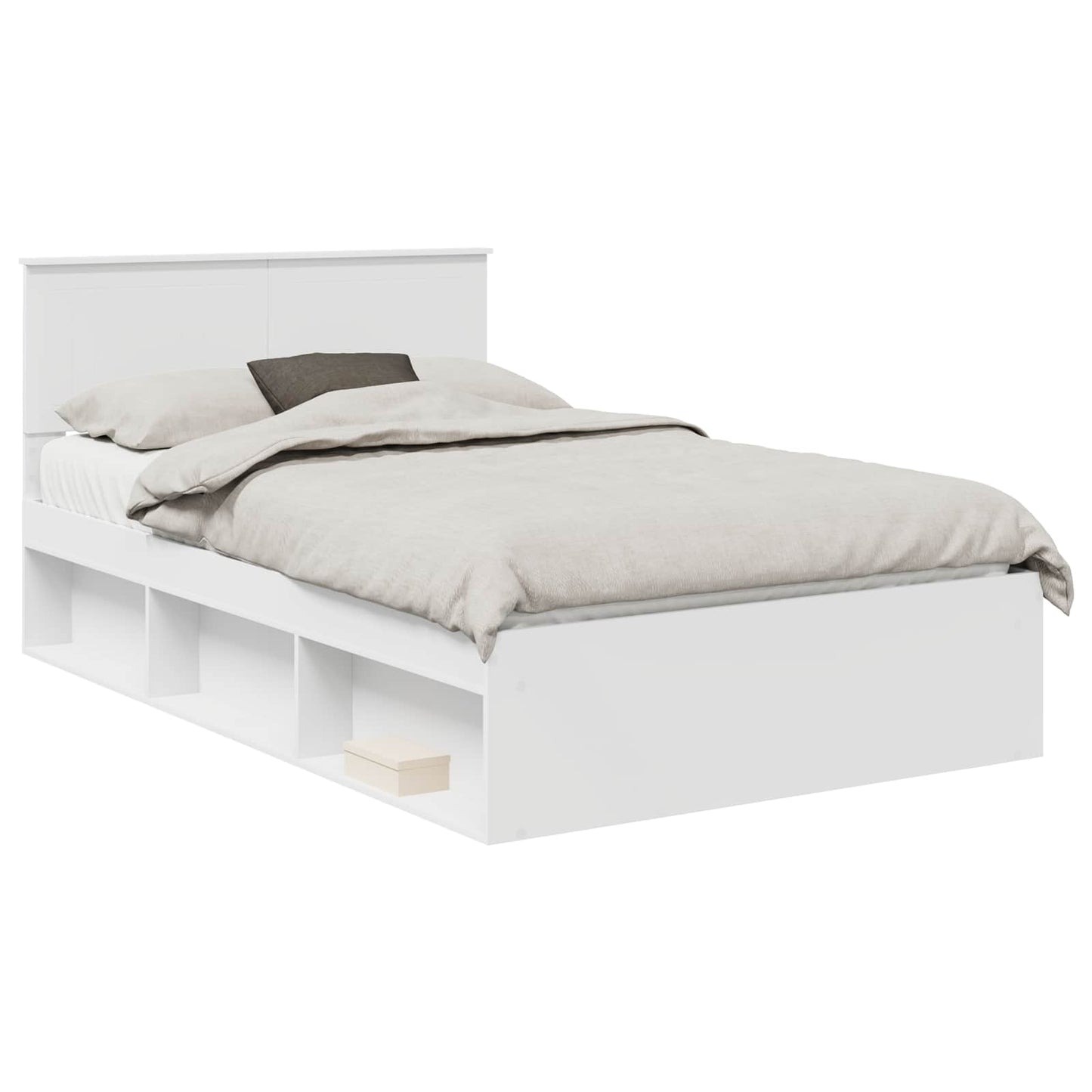vidaXL Bed Frame with Headboard White 120 x 200 cm Solid Pine Wood