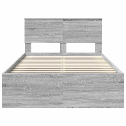 vidaXL Bed Frame Grey Sonoma 120 x 200 cm Solid Pine Wood