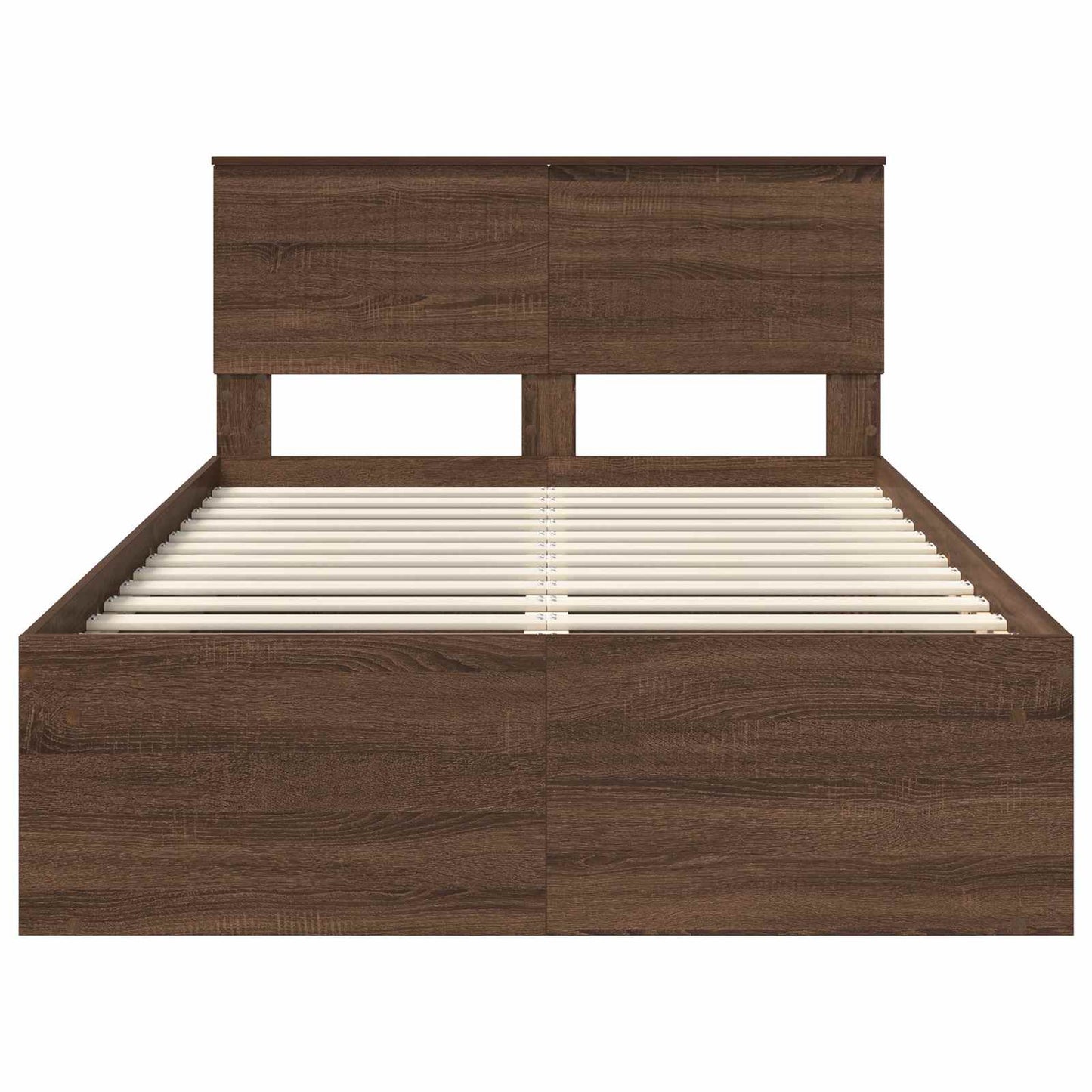 vidaXL Bed Frame with Headboard Brown Oak 120 x 200 cm Solid Pine Wood