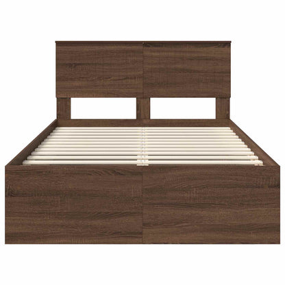 vidaXL Bed Frame with Headboard Brown Oak 120 x 200 cm Solid Pine Wood