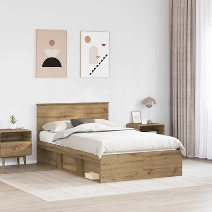 vidaXL Bed Frame Artisian Oak 120 x 200 cm Solid Pine Wood