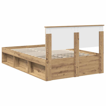 vidaXL Bed Frame Artisian Oak 120 x 200 cm Solid Pine Wood