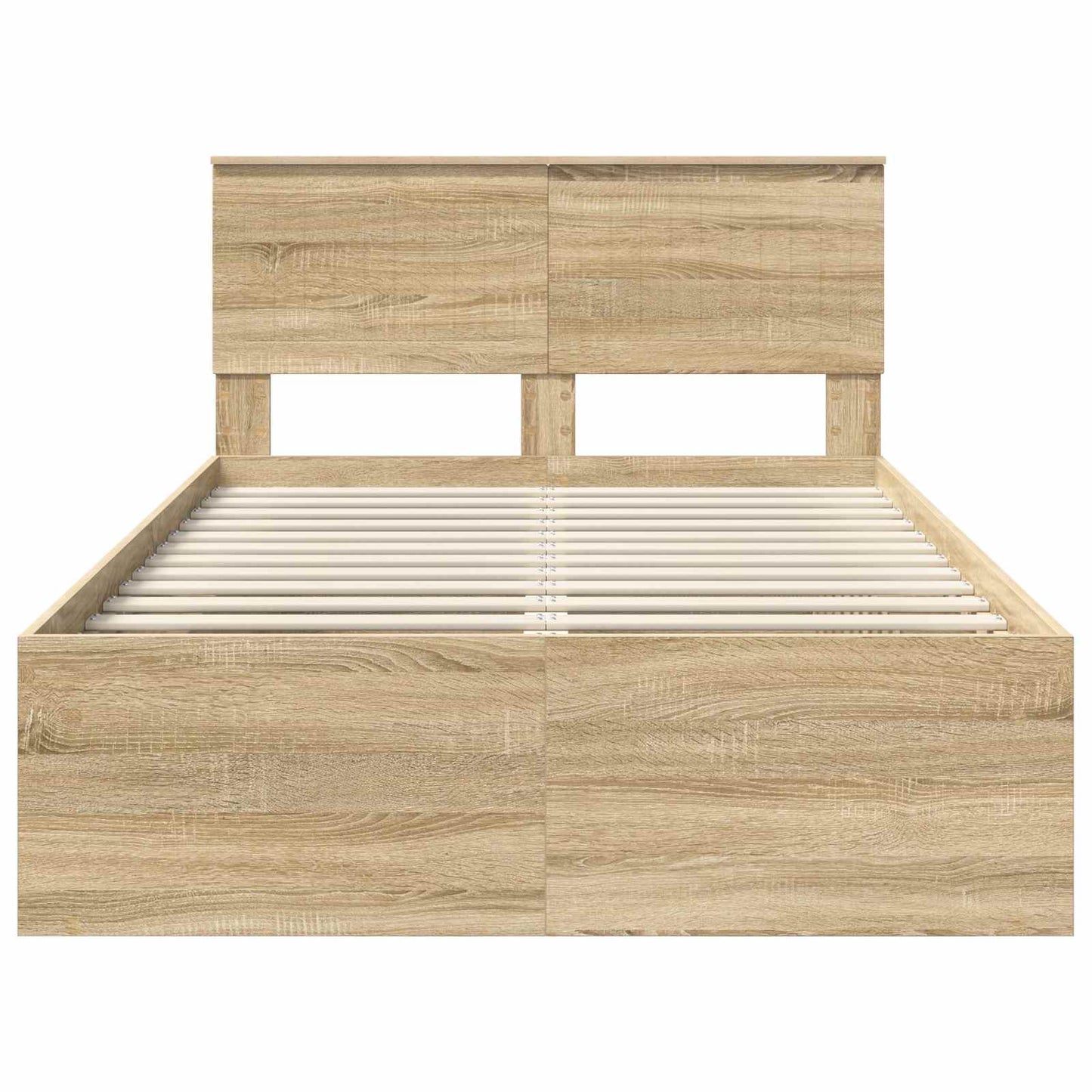 vidaXL Bed Frame with Headboard Sonoma 120 x 190 cm Solid Pine Wood