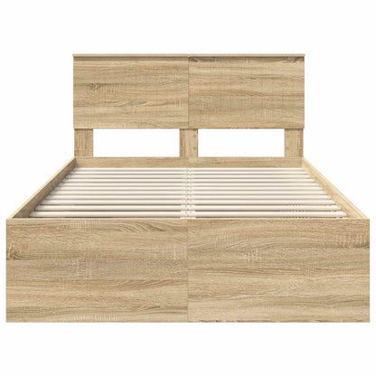 vidaXL Bed Frame with Headboard Sonoma 120 x 190 cm Solid Pine Wood