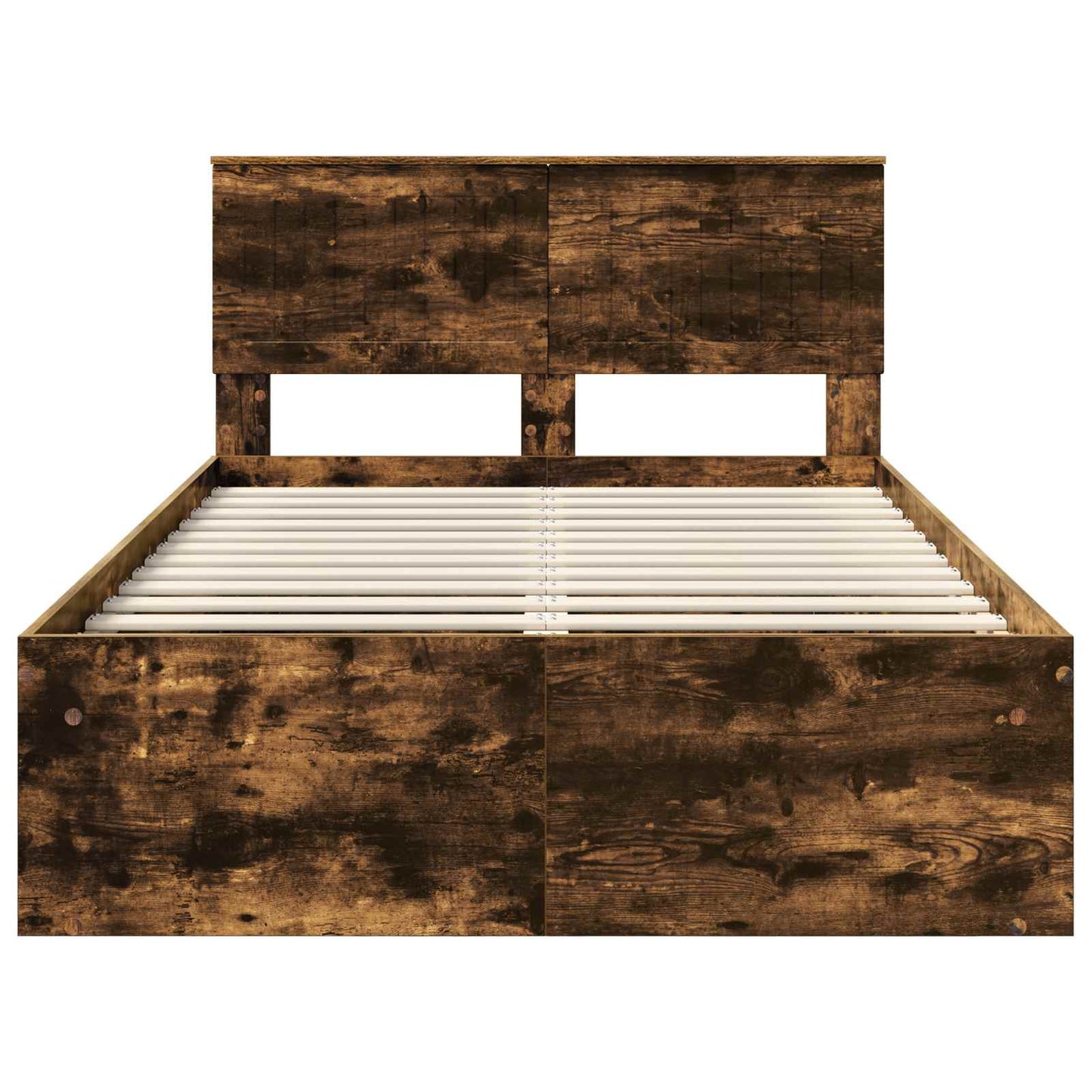 vidaXL Bed Frame Smoked Oak 120 x 190 cm Solid Pine Wood