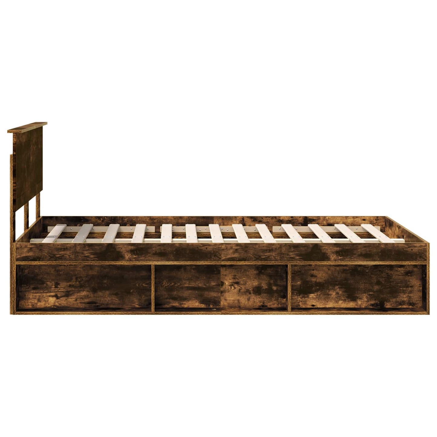 vidaXL Bed Frame Smoked Oak 120 x 190 cm Solid Pine Wood