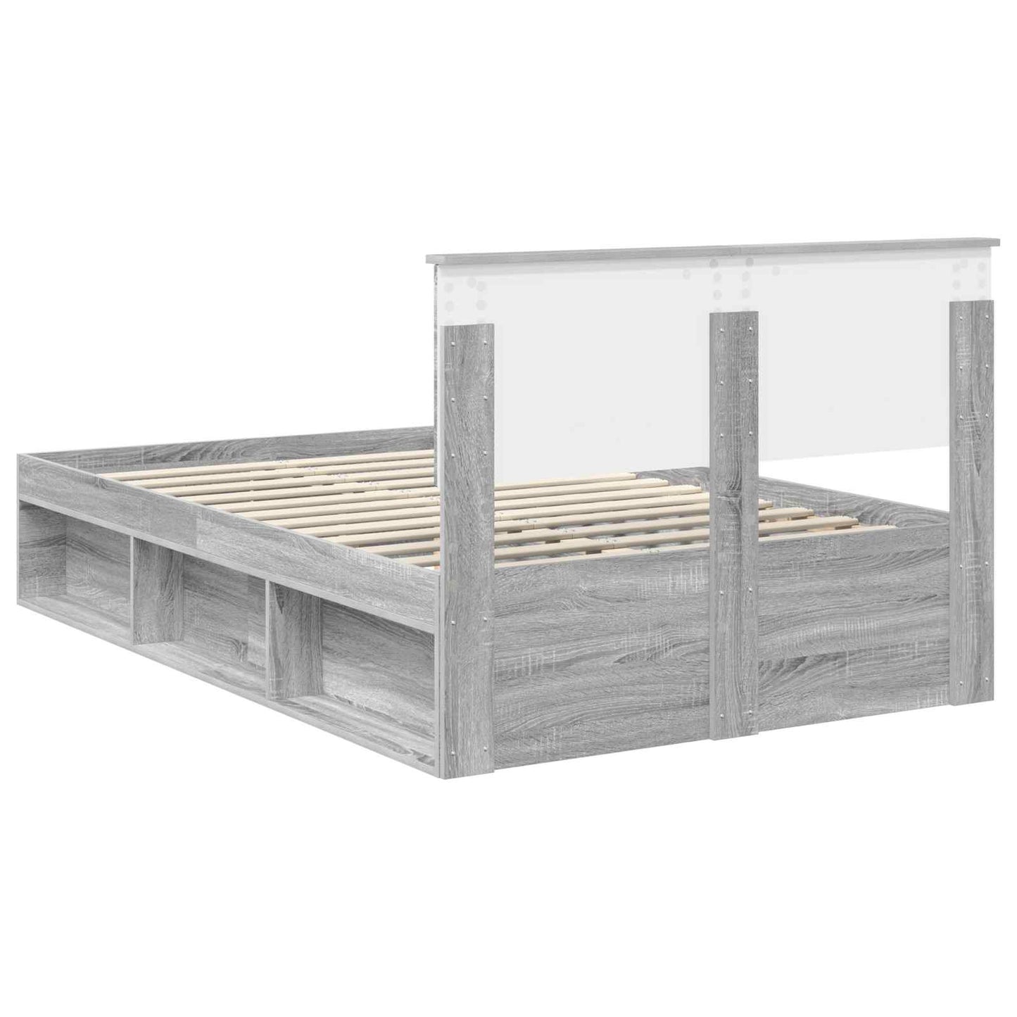 vidaXL Bed Frame Grey Sonoma 120 x 190 cm Solid Pine Wood