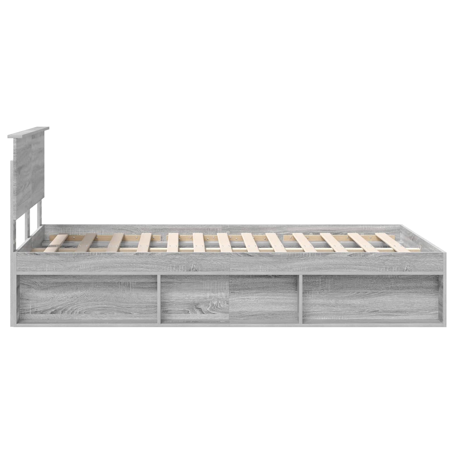 vidaXL Bed Frame Grey Sonoma 120 x 190 cm Solid Pine Wood