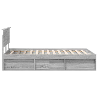 vidaXL Bed Frame Grey Sonoma 120 x 190 cm Solid Pine Wood