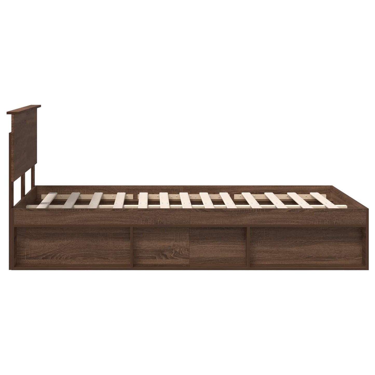 vidaXL Bed Frame with Headboard Brown Oak 120 x 190 cm Solid Pine Wood