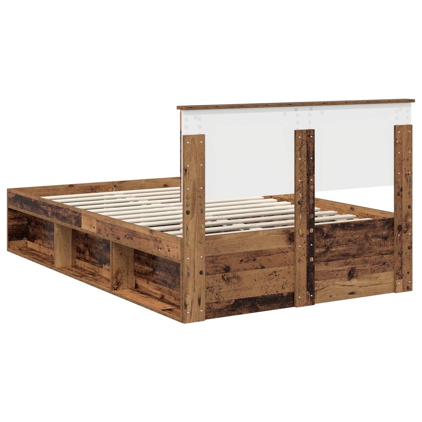 vidaXL Bed Frame with Headboard Old Wood 120 x 190 cm Solid Pine Wood