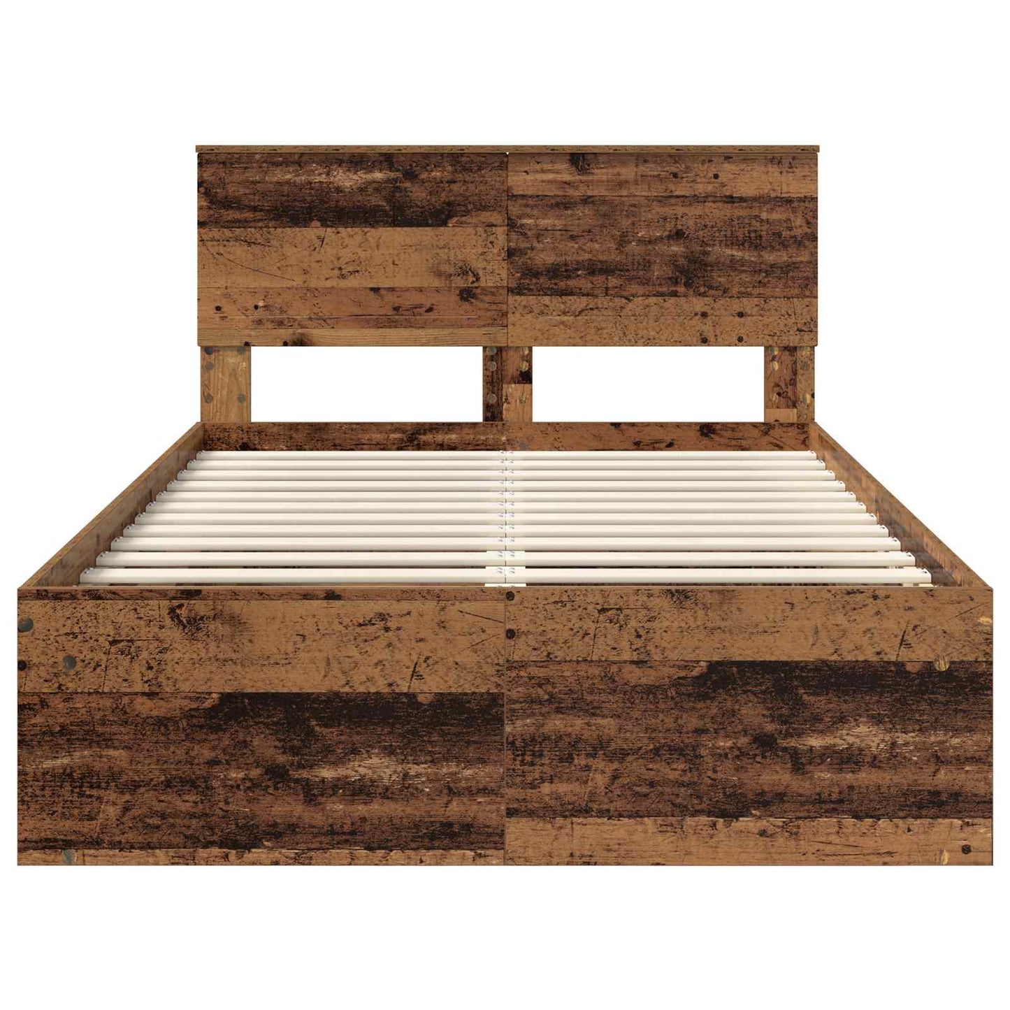 vidaXL Bed Frame with Headboard Old Wood 120 x 190 cm Solid Pine Wood