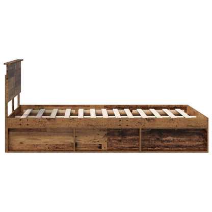 vidaXL Bed Frame with Headboard Old Wood 120 x 190 cm Solid Pine Wood