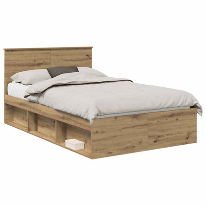 vidaXL Bed Frame Artisian Oak 120 x 190 cm Solid Pine Wood